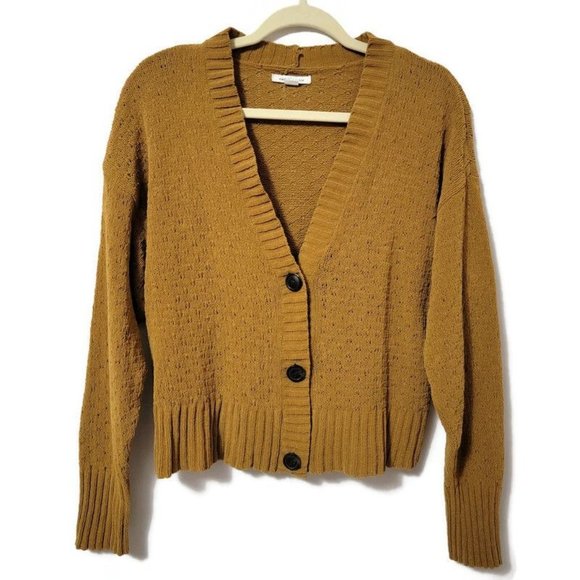 American Eagle Outfitters Sweaters - American Eagle Mustard Knit Button Up Cardigan XS